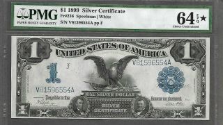 1899 $1 Silver Certificate Black Eagle Pmg 64 Epq & Embossing Fr - 236