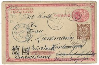 China 1897/1903 1c Dragon Postal Stationery Card Hand Painted Postcard