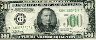 1934a $500 Five Hundred Dollar Bill Chicago G00188545a