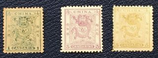 China,  1885 - 88 Small Dragon Set,  Mh,  1ca,  3ca Mh,  5ca,  Lot 4