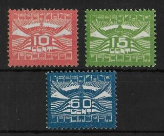 Netherlands 1921 Nh Airmail Complete Set Of 3 Nvph Lp1 - Lp3 Cv €250