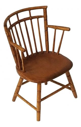Artisan Dollhouse Furniture Carlo Conte Handmade Signed Faux Bamboo Chair - 1:12