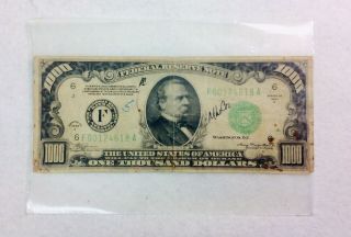 1934 Cleveland $1,  000 Bill Federal Reserve Note