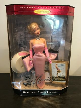 Mattel Barbie As Marilyn Monroe Pink Gown&gloves From Gentlemen Prefer Blondes