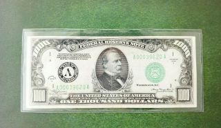 1934 A $1,  000 One Thousand Dollar Boston Federal Reserve Note