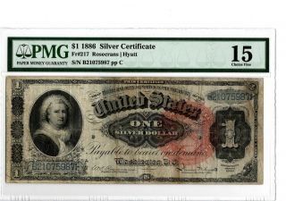 1886 $1 Silver Cert - Martha Washington Fr 217 Pmg15 Rosecrans/hyatt 19 - C026