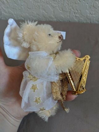 Steiff 2003 Teddy Bear Angel Ornament,  Harp 037863 2