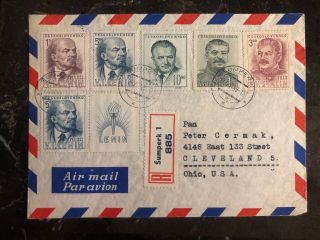 1949 Sumperk Czechoslovakia Airmail Cover To Cleveland Oh Usa Lenin Stalin