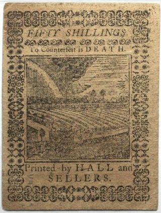 October 1,  1773 Pennsylvania 50 Shillings,  Fr.  PA - 170,  PMG 58 2