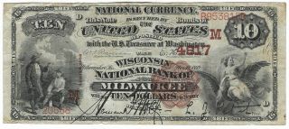 1882 Brown Back $10 The Wisconsin National Bank Of Milwaukee 4817