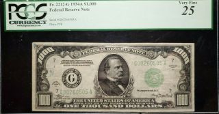 1934a $1,  000 Federal Reserve Fr2212 - G Vf25