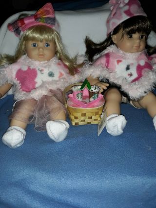 American Girl Bitty Baby Twins Dolls Brown Hair & Blonde Hair Girls With