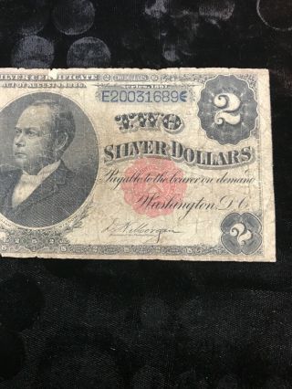Fr - 246 1891 Us $2 Large Size William Windom Silver Certificate Note