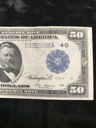 Fr - 1039b 1914 $50 Federal Reserve Note Cleveland Ohio