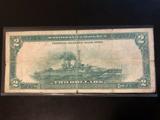 1918 Series $2 Two Dollar Federal Reserve Bank Note Chicago Battleship