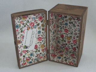 Wood Doll Trunk W Hinged Lid - Lined W Flowered Paper 8.  5 " X 4.  75 " X 5.  5 "