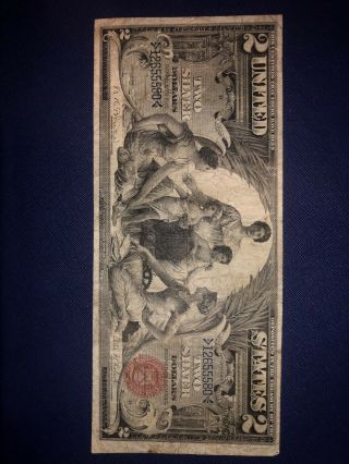 1896 $2 Silver Certificate Us Two Dollar Educational Large Note Bill Fr247