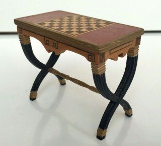 Unsigned Artisan Unique Chess Board Games Table Georgian Dolls House Dollhouse