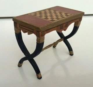 UNSIGNED ARTISAN UNIQUE CHESS BOARD GAMES TABLE GEORGIAN DOLLS HOUSE DOLLHOUSE 2