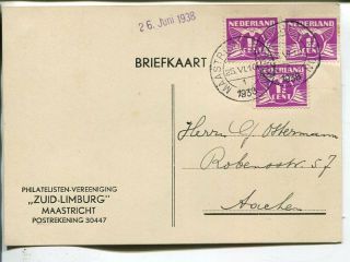 Netherlands 3x1½c Coil Perforation On Post Card To Germany 1938