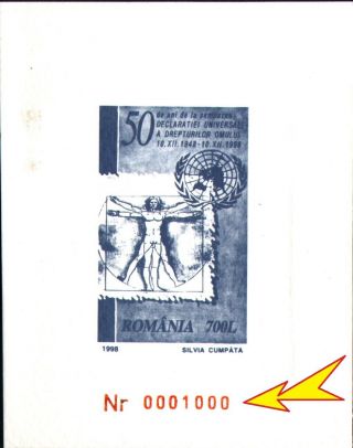 1 Luxury Cardboard No.  0001000 The Last Number (carton De Lux) Romania 1998