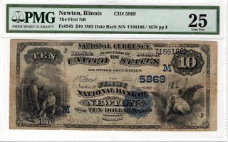 1882 $10 Date Back - The First National Bank Of Newton,  Illinois – Pmg Vf25