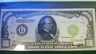 1934 $1000 One Thousand Dollar Bill Scarce Light Green Seal PMG EF 40 2