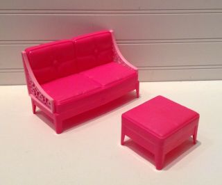 Mattel Barbie Doll House Furniture Pink Couch & Ottoman