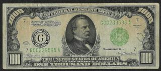 1000 One Thousand Dollar Bill Currency 1934 A Chicago Illinois G00239595a