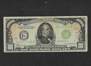 1000 ONE THOUSAND DOLLAR BILL CURRENCY 1934 A chicago illinois G00239595A 2