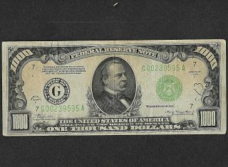 1000 ONE THOUSAND DOLLAR BILL CURRENCY 1934 A chicago illinois G00239595A 3