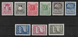 Rodi Egeo Islands Italy 1929 Vlh Complete Set Of 9 Sass 3 - 11 Cv €700 Vf