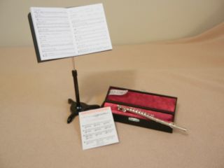 American Girl Flute Set W/flute,  Case,  Metal Stand,  Music Sheets