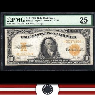 1922 $10 Gold Certificate Pmg 25 Fr 1173 H45937839