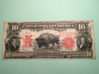 Series 1901 Buffalo $10 Lewis & Clark U S Bank Note Bill Red Seal Ten Dollar