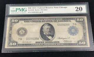 $50 1914 Federal Reserve Note Fr - 1048 7 - G Chicago Pmg Vf20