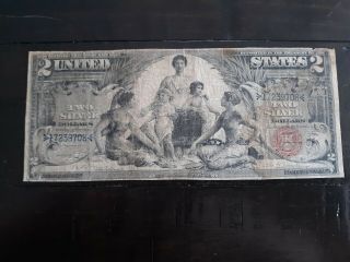 1896 $2 Silver Certificate Education Series - No Pinholes - Some Edge Roughness
