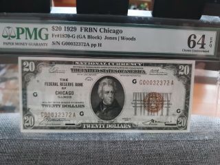 Near Gem - Fr 1870 - G - - 1929 $20 Frbn - Chicago - Pmg 64 Epq