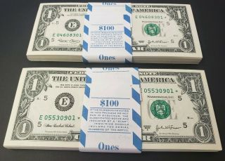 2003 & 2003a 100 Star Note Bep Packs - $200 Of Uncirculated Richmond $1 Stars
