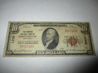 $10 1929 Amsterdam York Ny National Currency Bank Note Bill Ch.  1335 Fine