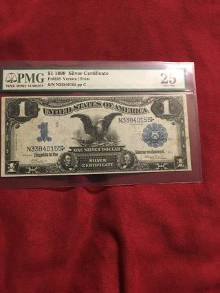 Fr - 228 1899 Series $1 One Dollar Silver Certificate $1 " Black Eagle " Pmg 25 Vf