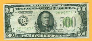 1928 $500 Five Hundred Dollar Bill Currency Redeemable In Gold Note,  Chicago,  Il