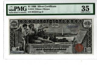 1896 $1 Silver Certificate Education Note Fr 224 Pmg 35 Tillman/morgan 19 - C182