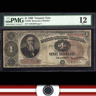 1890 $1 Treasury Note Ornate Back Pmg 12 Comment Fr 348 A4813641