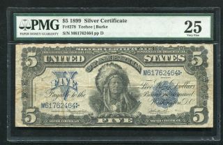 Fr.  278 1899 $5 Five Dollars “chief” Silver Certificate Pmg Very Fine - 25