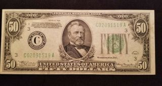 West Point Coins 1934 $50 Federal Reserve Note ' C ' Philadephia Crisp/BU 2