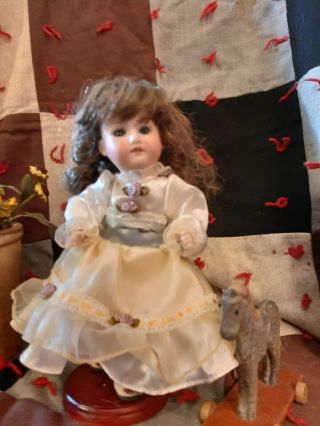 Adorable Antique 10 - Inch Am 390 All Bisque Doll In Outfit