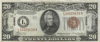 1934 - A $20 Fr 2305 Hawaii Federal Reserve Note Still Crisp