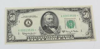 1963 - A United States $50 Boston Federal Reserve Star Note Currency Nr 7259 - 5