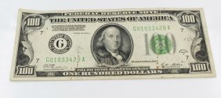 1928 - A Us $100 Chicago Federal Reserve Note Redeemable In Gold Nr 7261 - 8